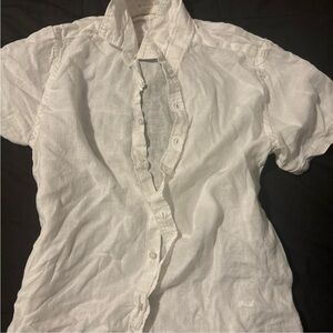 Classic White Linen Button-Down Shirt